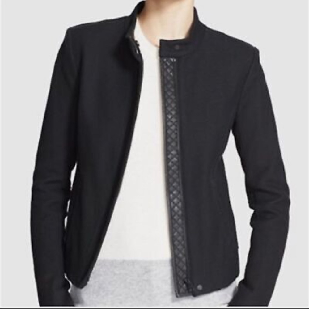 Vince | Knit Jacket with Genuine Leather Contrast, Size XS
